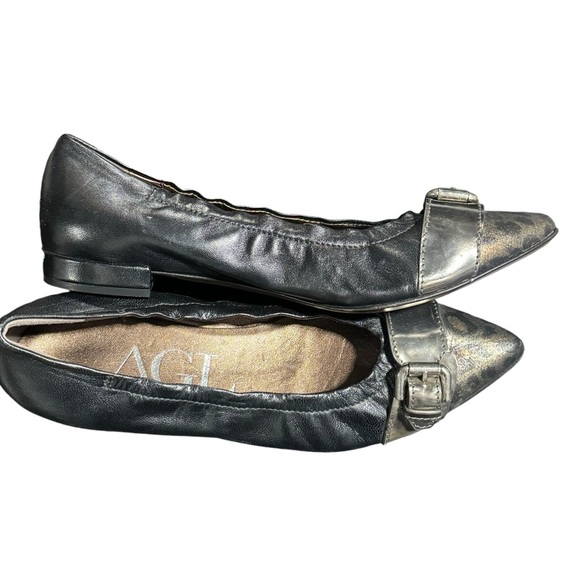 AGL Attilio Giusti Leombruni Womens Ballet Flats Size 37.5 Pewter Silver Cap Toe - Picture 5 of 8